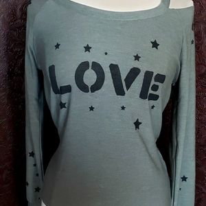 CHASER Brand "Love" Long sleeve knit pullover Top